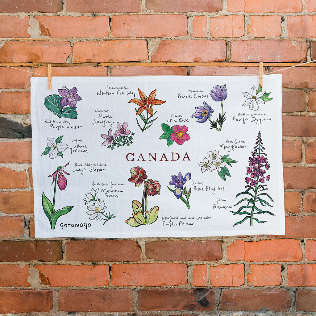 Canadian Floral Emblems- Gotamago Tea Towel