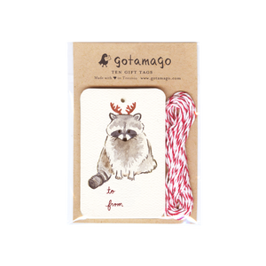 Antler Raccoon Gift Tags, Set of 10