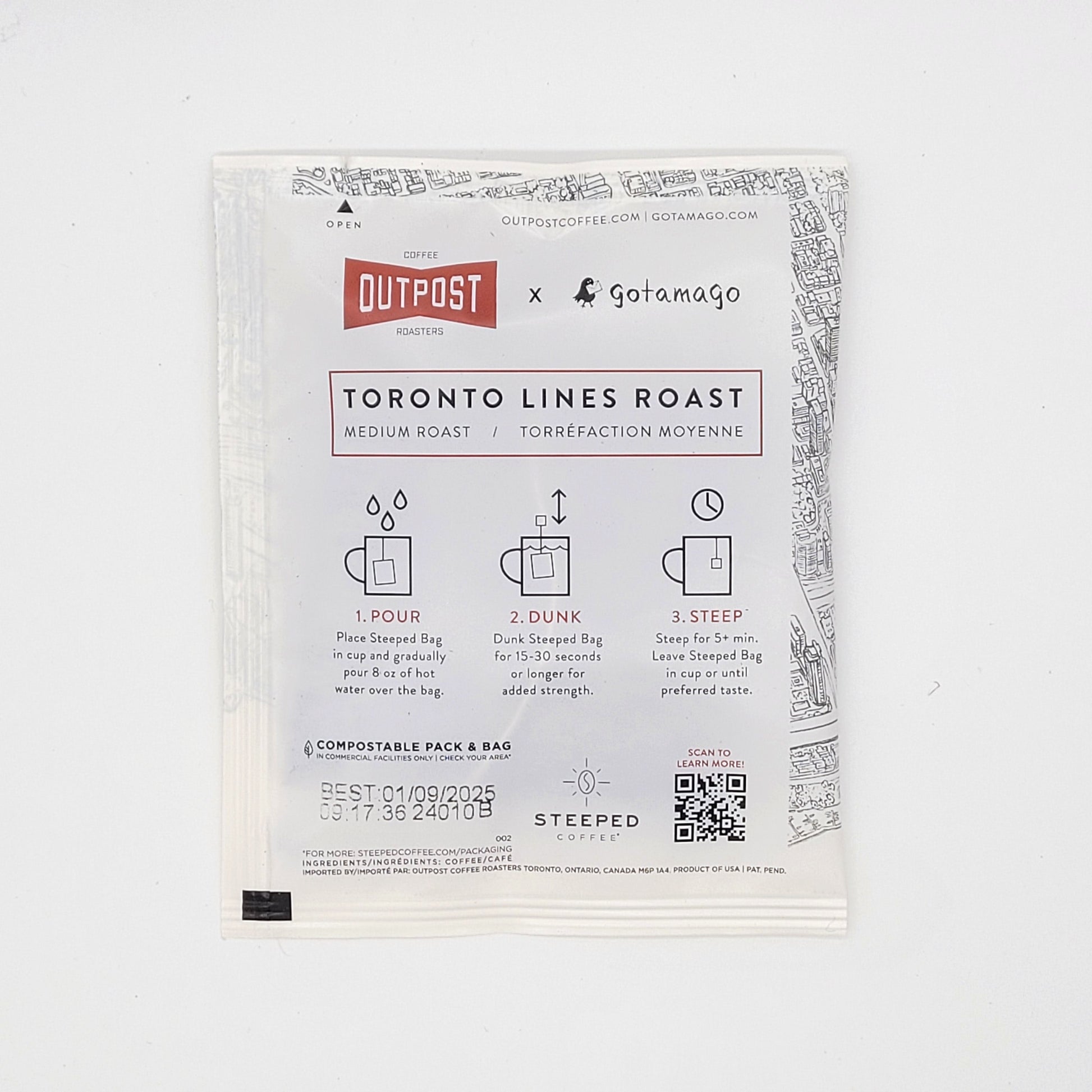 Steeped Coffee Bag - Single Serve - Outpost Coffee Roasters