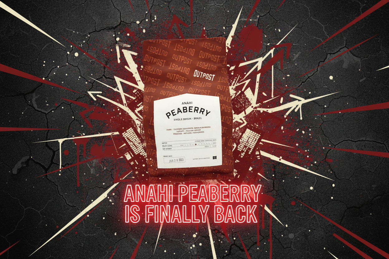 red bag of Anahi Peaberry peaberyy on a Neon background